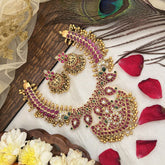 Vriksham Maanga Designs Hasli Neckpiece-Red-Gold Bead-G19107